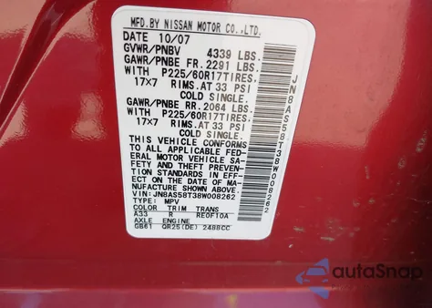 2008 Nissan Rogue Sl from USA, damaged, VIN JN8AS58T38W008262